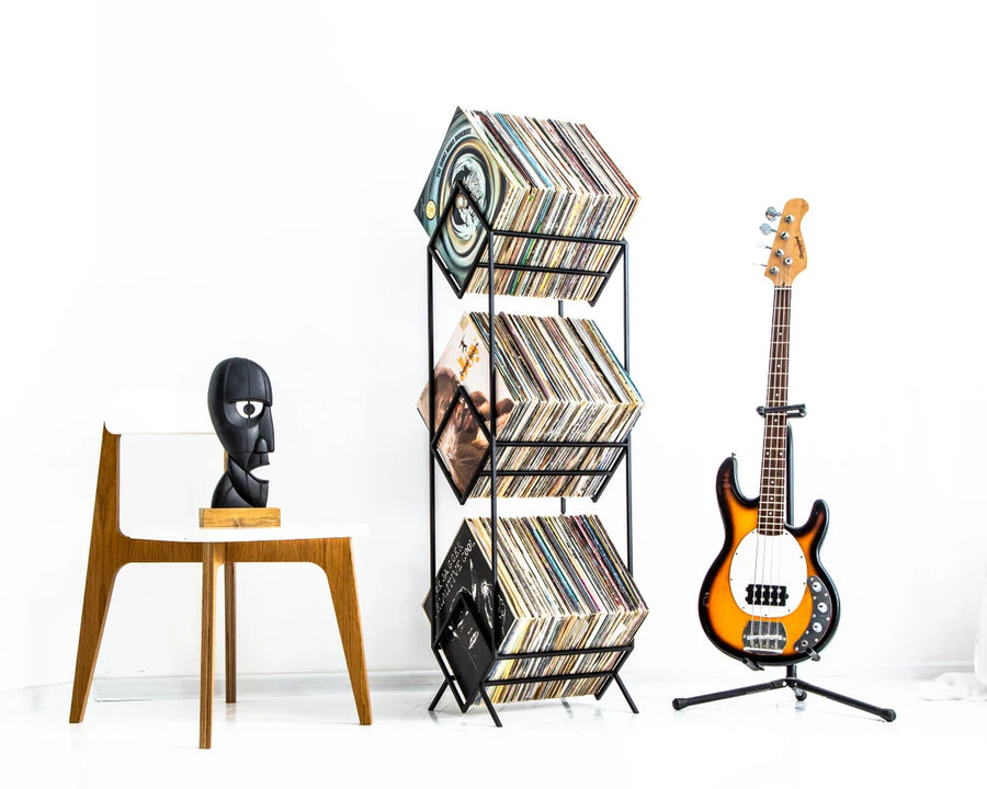 Porta Vinilo Tres Niveles LUXE METAL BLACK