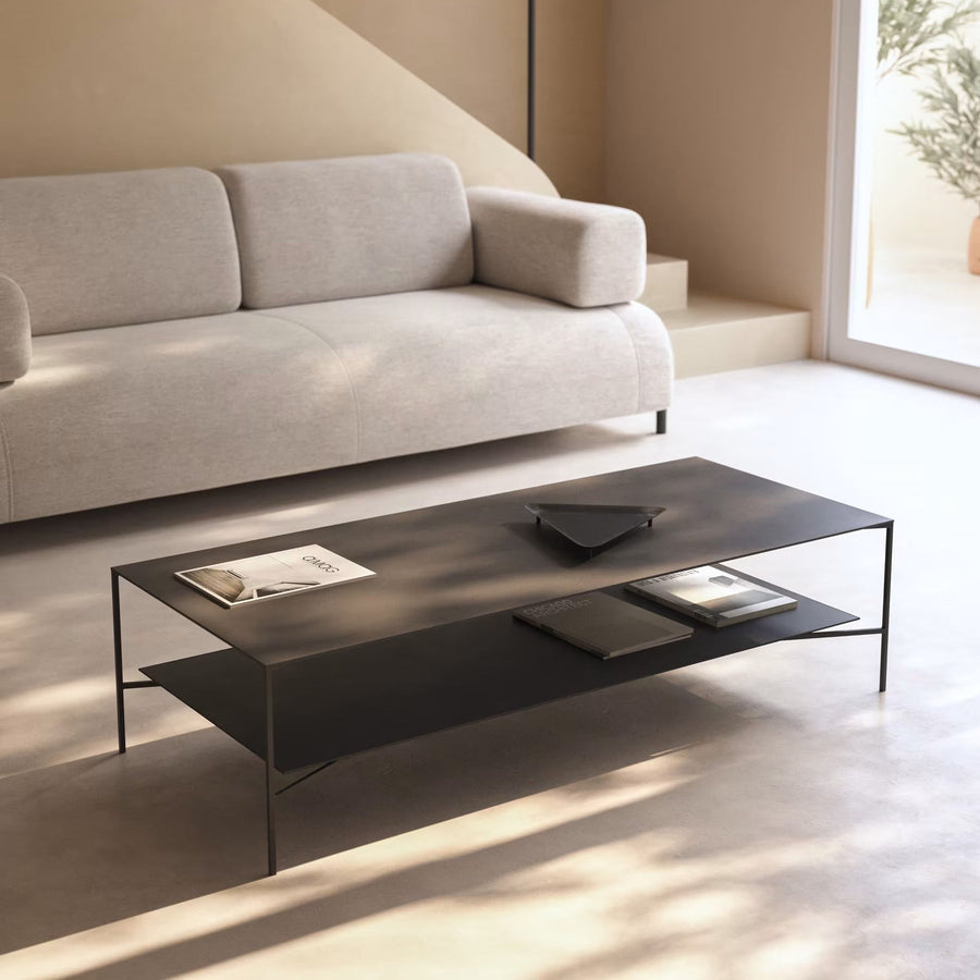 Mesa Centro Flatt Doble Nivel Metal Black