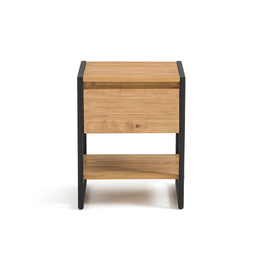 Velador con cajón Roble