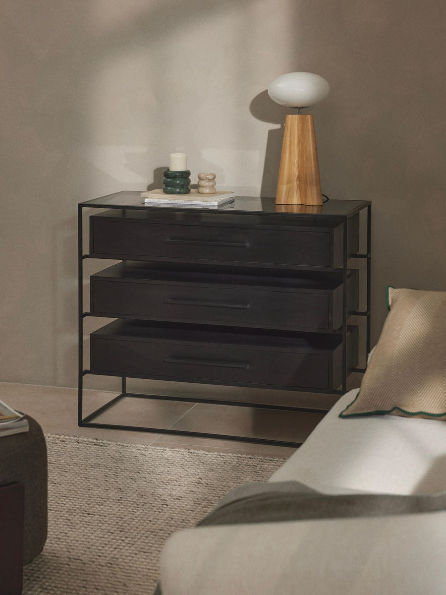 Gabinete 3 cajones ABEDUL BLACK