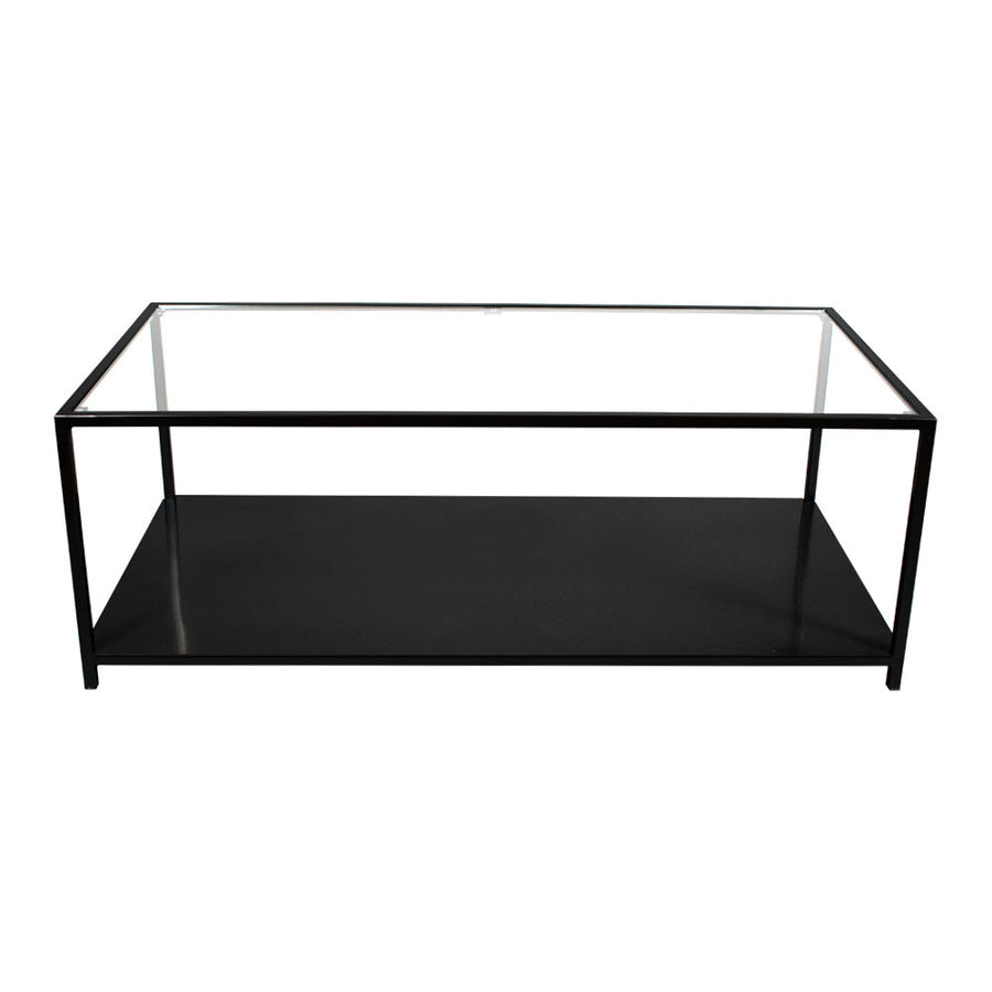 Mesa de centro Rectangular NEGRA dos niveles METAL GLASS