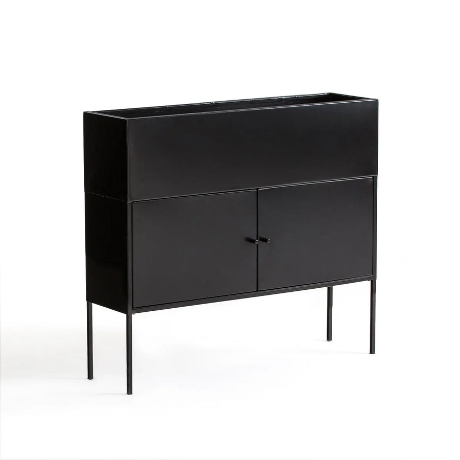 Arrimo de plantas 90 con puerta exterior metal black 24 x 20.5 x 23.5 cm