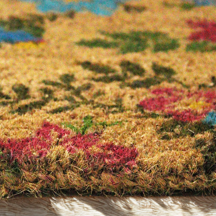 Limpiapiés de fibra de coco Flores - 45 × 75 cm