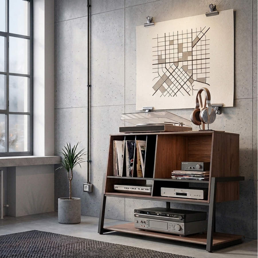 Mueble Vinilos Aukan Duo 100 TOFFEE