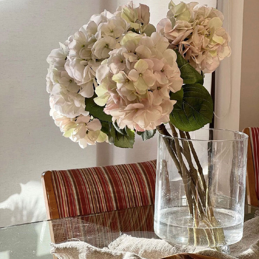 Flor de seda Hortensia Blanca con Rosado 60 cm