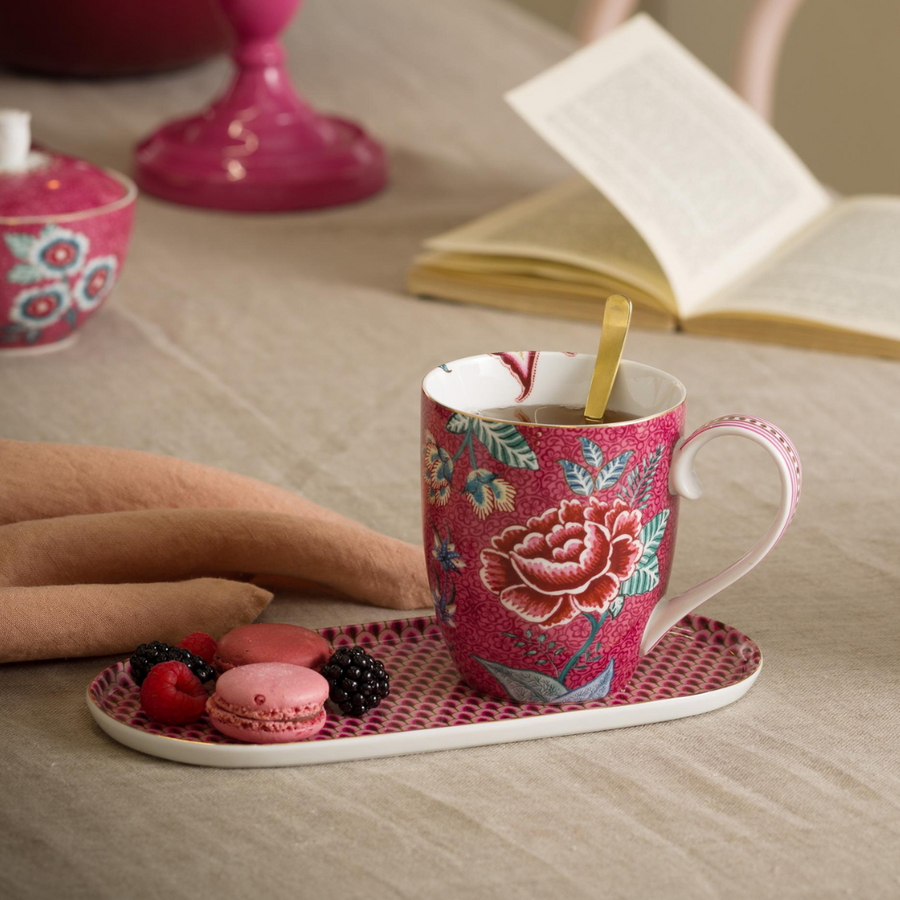 Set de 2 Tazas grandes Festival de Flores rosado oscuro 350 ml