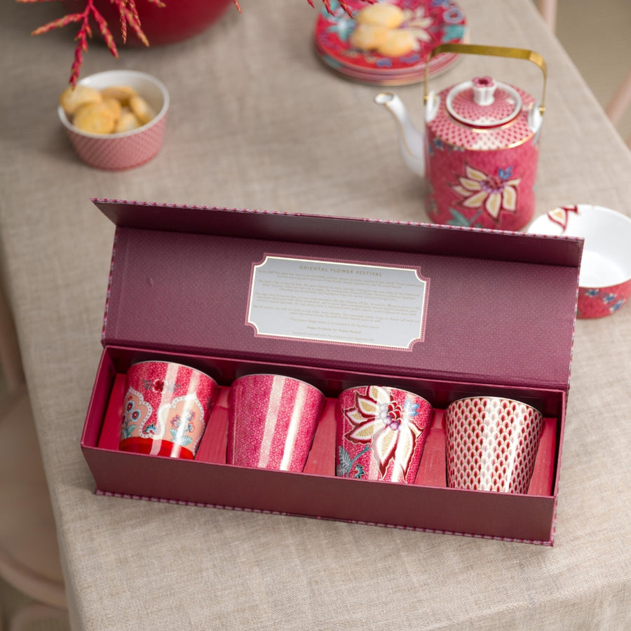 Set de tazas sin asa Oriental Festival de Flores rosado oscuro 230 ml