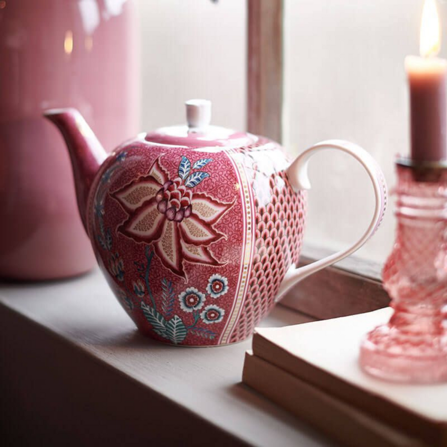 Tetera grande Festival de Flores rosado oscuro 1,6 L
