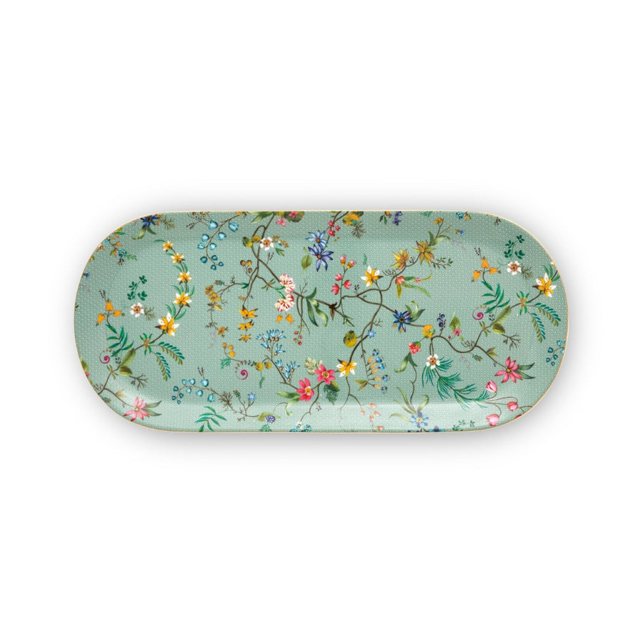 Bandeja para Torta Rectangular Jolie Flowers Azul 33,3 × 15,5 cm