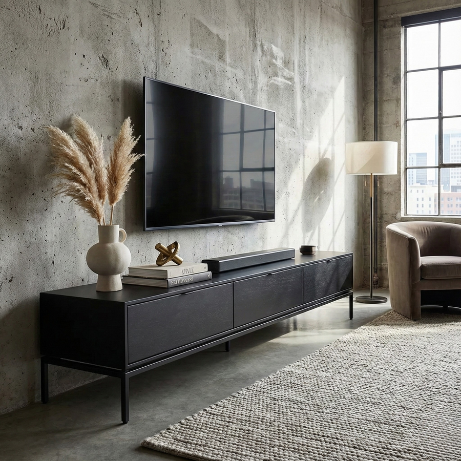 RACK TV 185 Abedul LUXE METAL BLACK