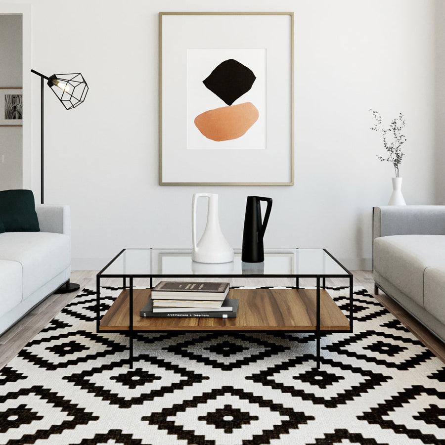 Mesa de centro Doble Nivel Glass Toffee Negro
