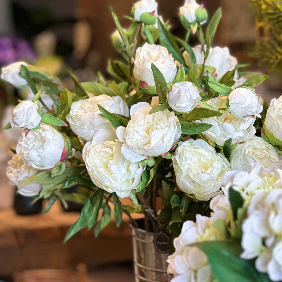 Flor de seda Peonía Blanca 73 cm