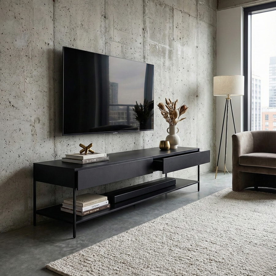 RACK TV 135 Abedul LUXE Metal BLACK 135 x 40.5 x 37 cm