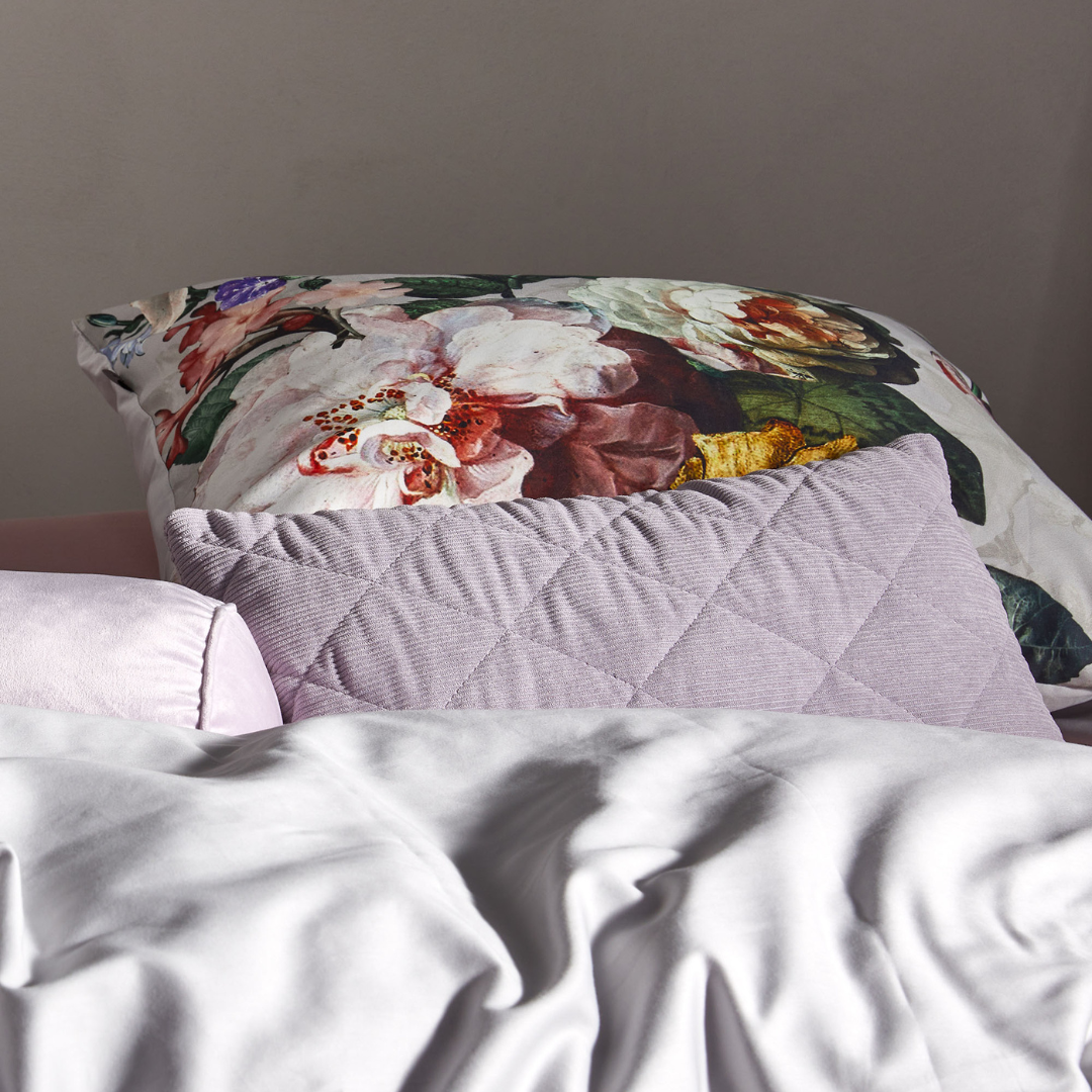 Funda de plumón de algodón + 2 fundas 50x70 modelo Fleur Duvet cover color Ecru