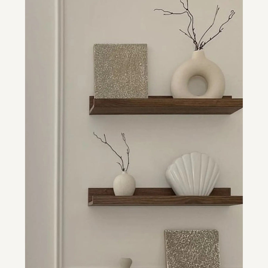 Repisa lineal de madera tinte nogal Moos