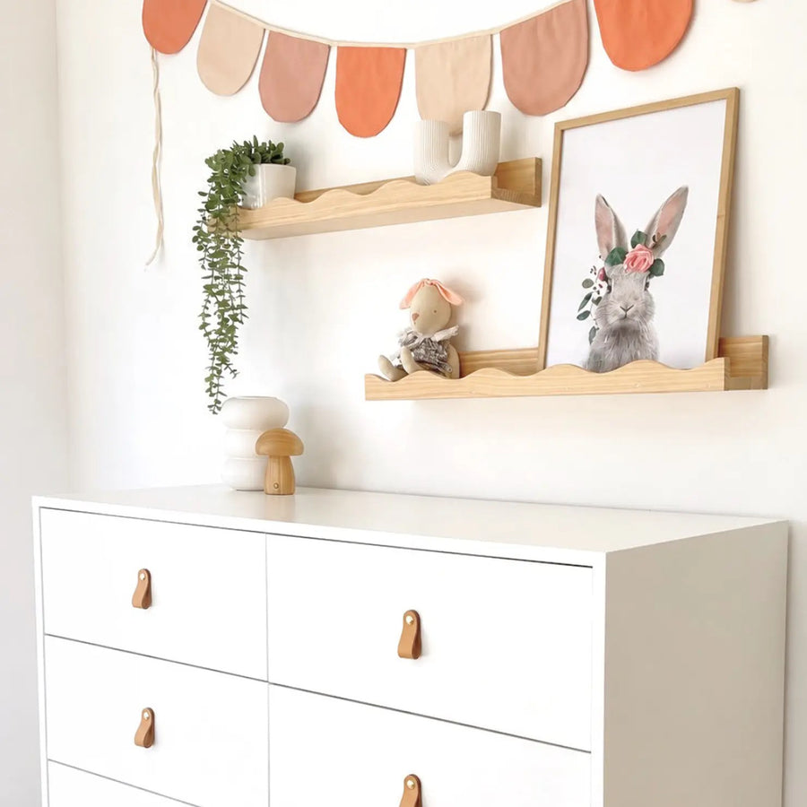 Set de 2 repisas Waves de madera Moos