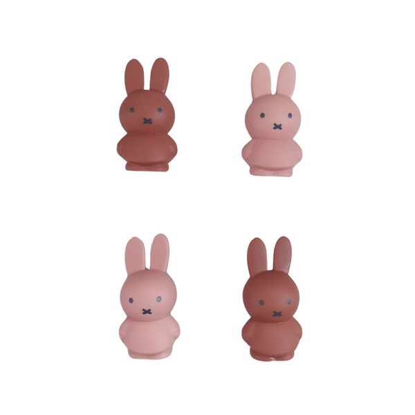 Set de 4 Imanes Miffy - Colores Powder y Terra Medidas 5 Cm - Altura 4,6 cm - 2,5 cm de Diámetro
