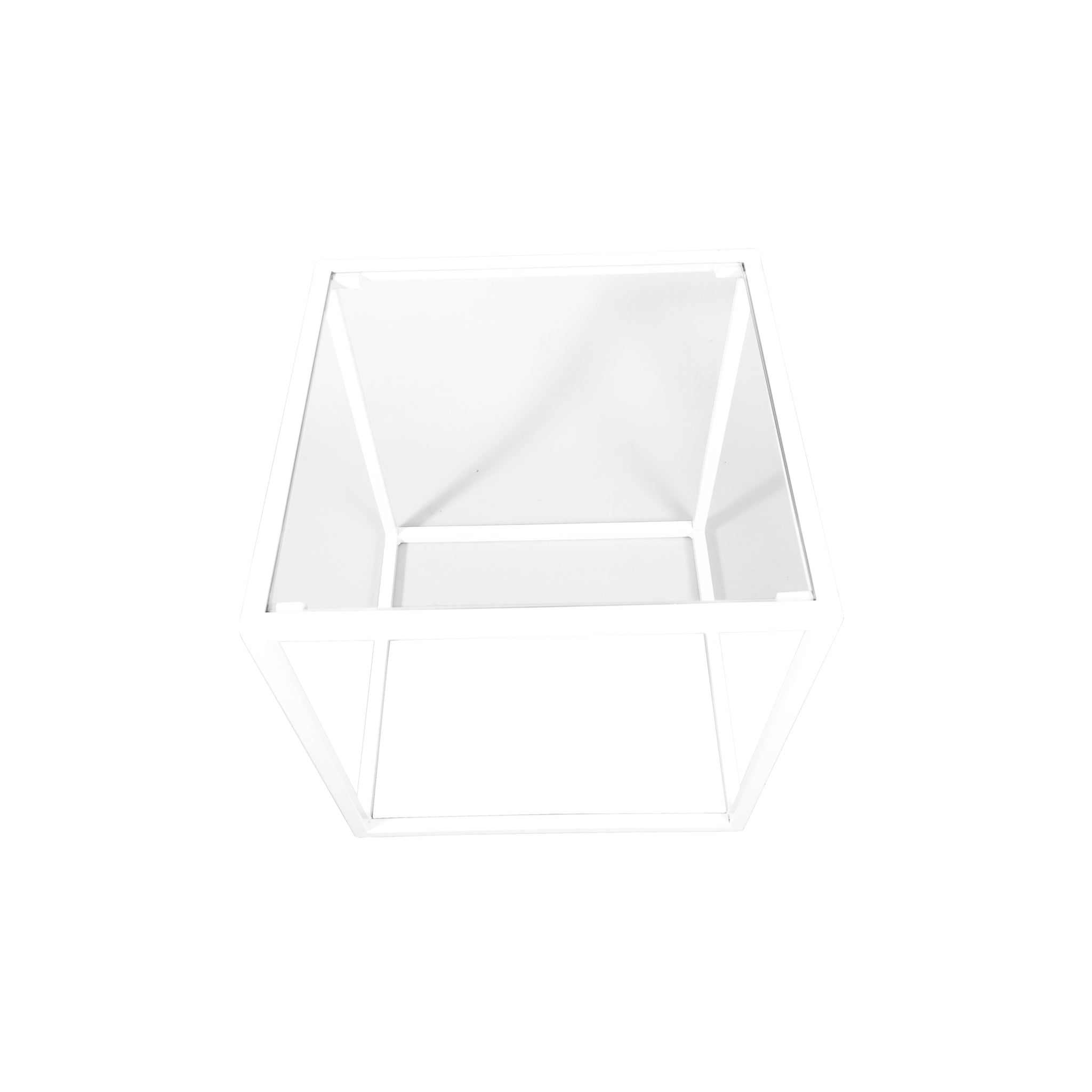 Mesa Lateral Cubo 40 Blanco Vidrio