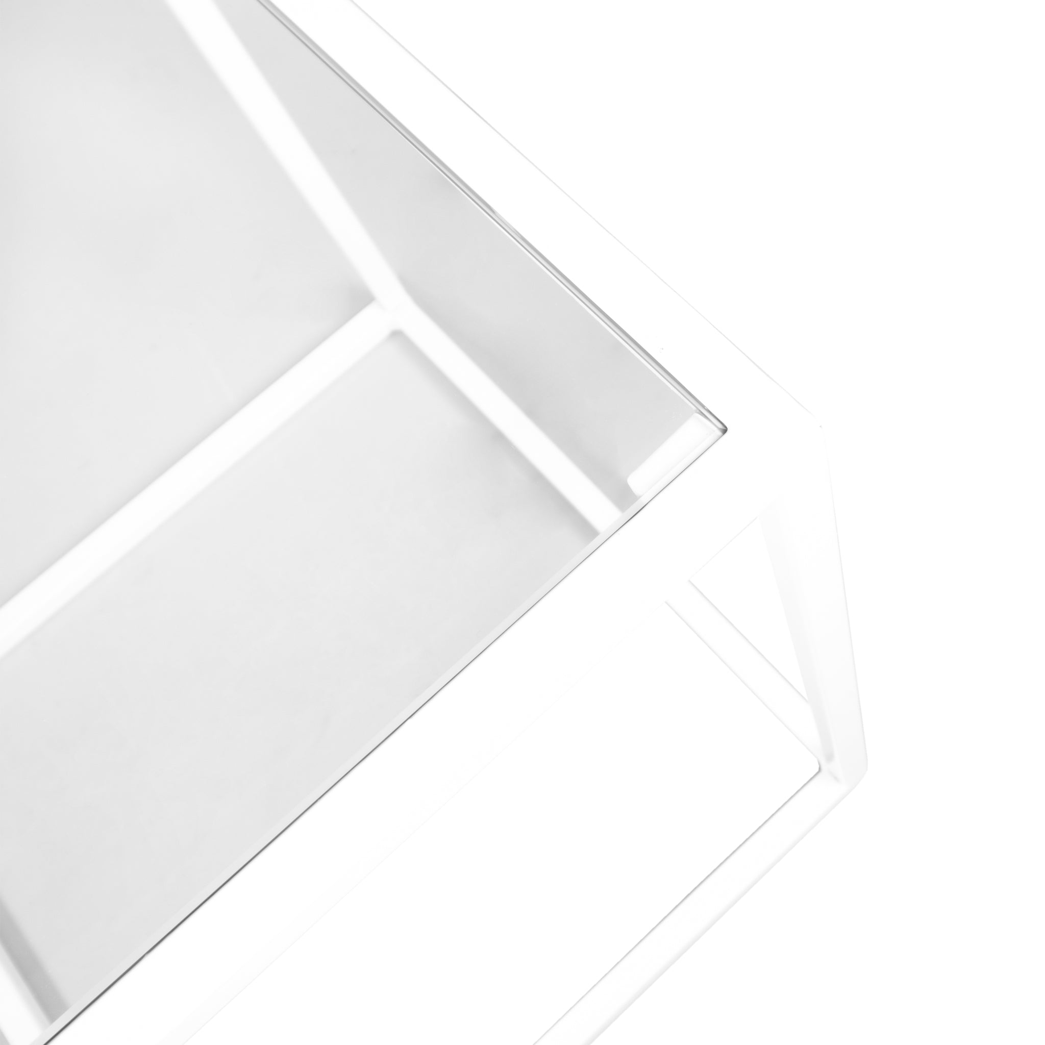 Mesa Lateral Cubo 40 Blanco Vidrio