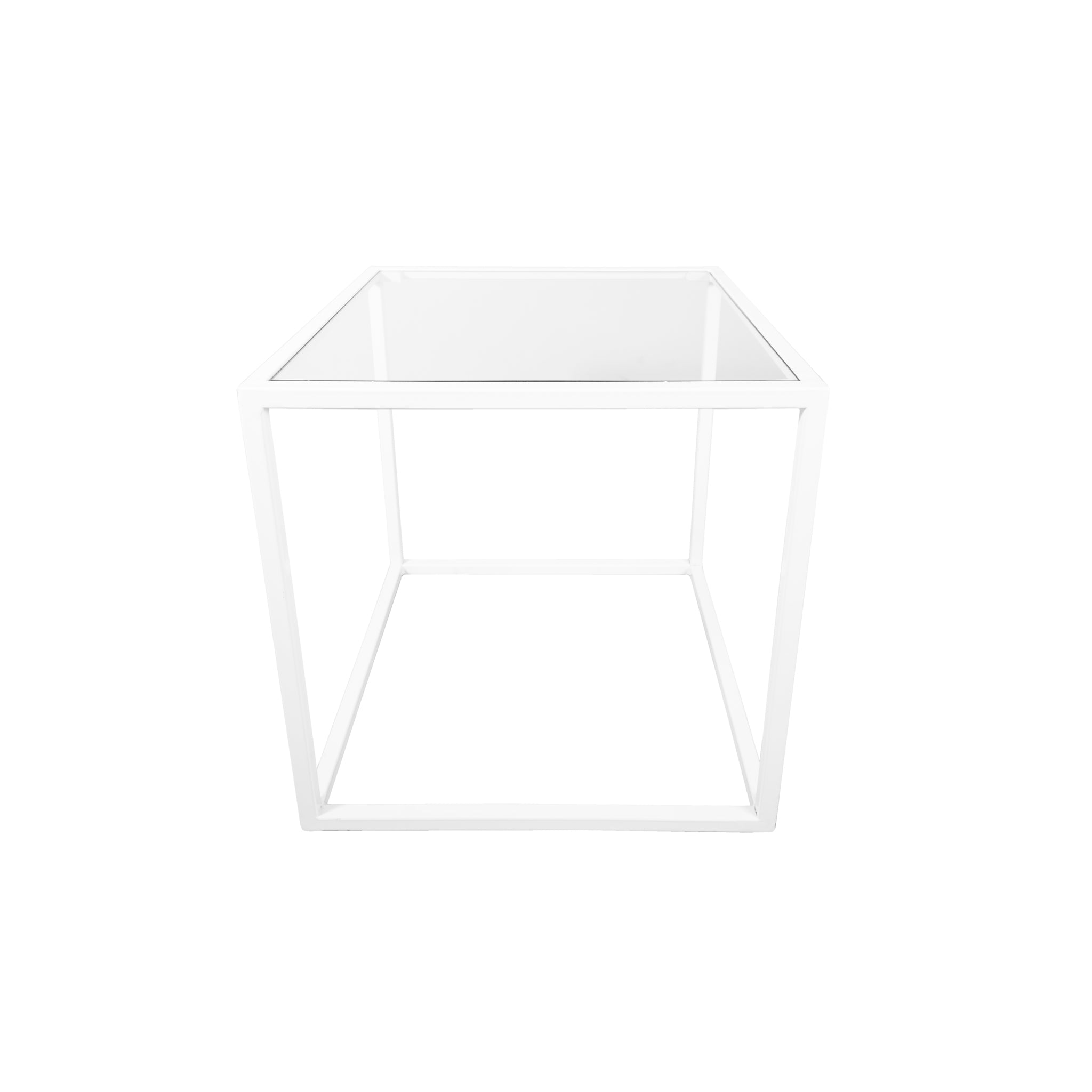 Mesa Lateral Cubo 40 Blanco Vidrio