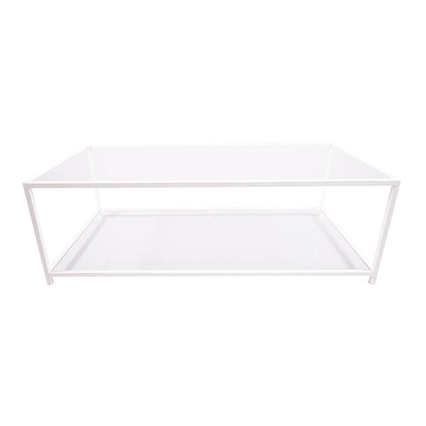 Mesa de centro Rectangular 100 BLANCO dos niveles GLASS