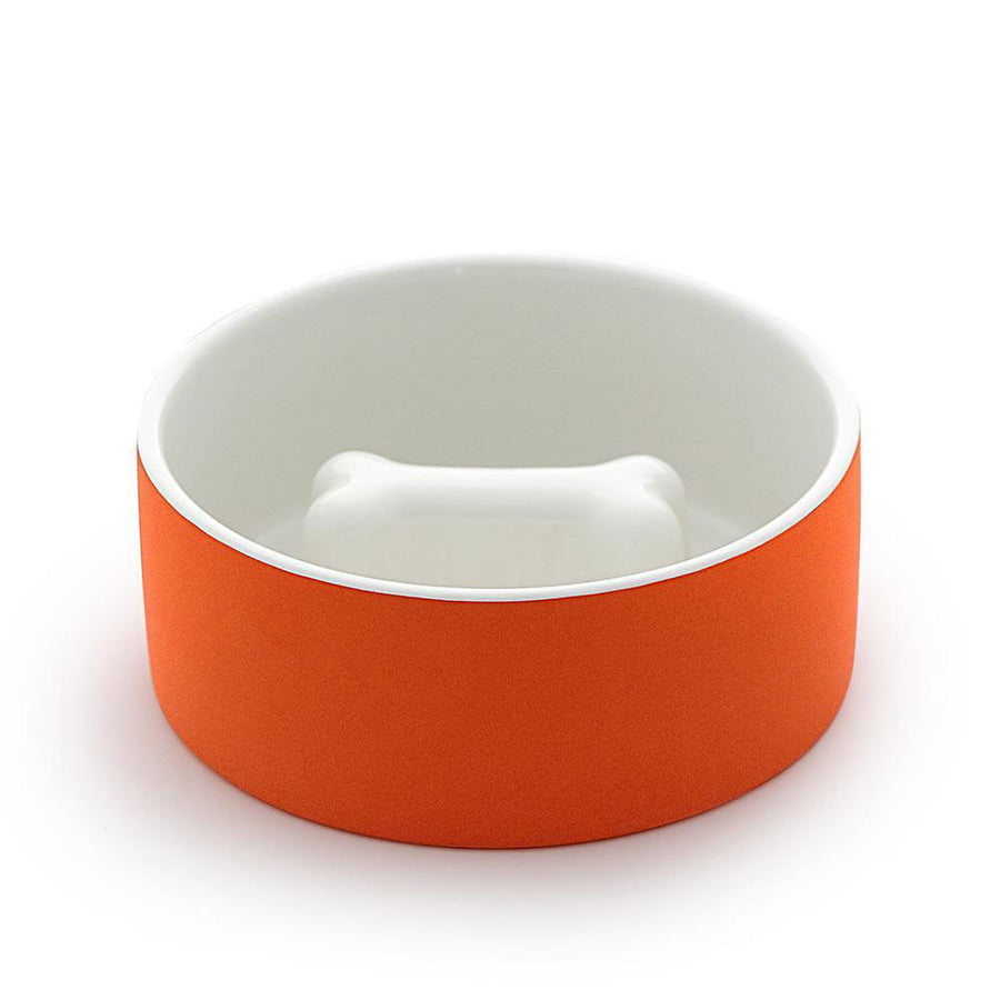 Plato grande de lento comer para perro - Mandarina